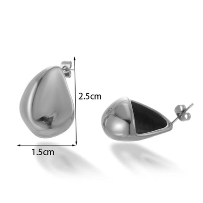 1 Pair Simple Style Water Droplets Heart Shape Plating Stainless Steel 18k Gold Plated Ear Studs