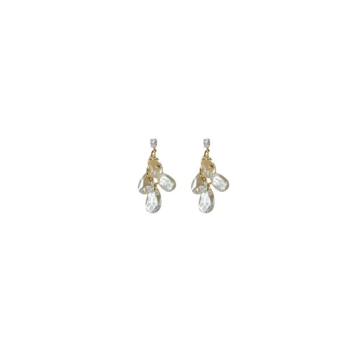 1 Pair Simple Style Water Droplets Inlay Alloy Rhinestones Drop Earrings