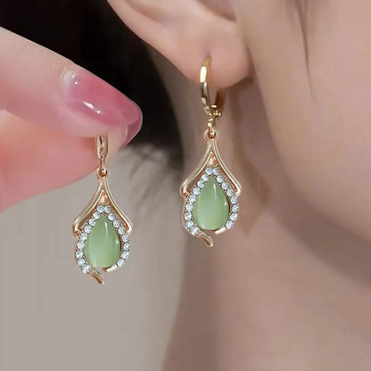 1 Pair Simple Style Water Droplets Inlay Alloy Rhinestones Drop Earrings