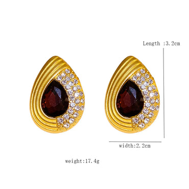 1 Pair Simple Style Water Droplets Inlay Alloy Rhinestones Ear Studs