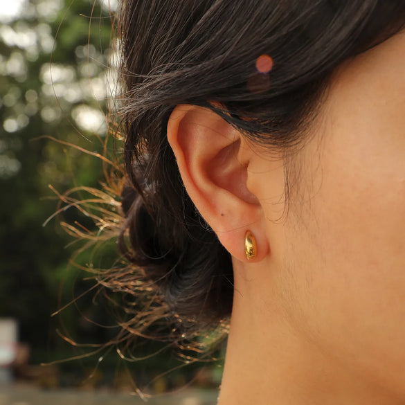 1 Pair Simple Style Water Droplets Plating 201 Stainless Steel 18K Gold Plated Ear Studs