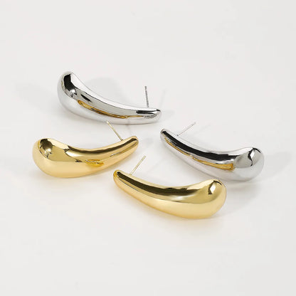 1 Pair Simple Style Water Droplets Plating Alloy Drop Earrings