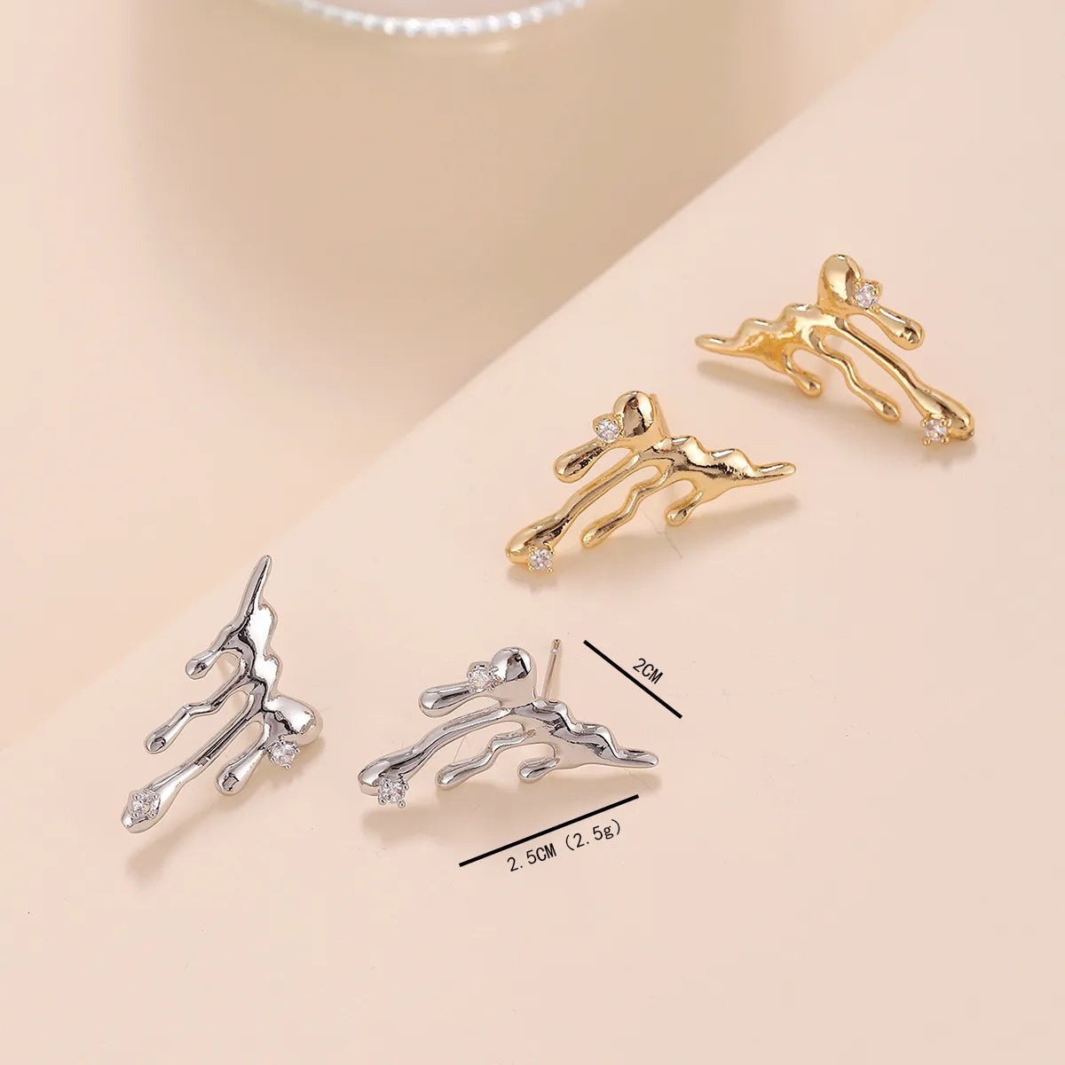 1 Pair Simple Style Water Droplets Plating Alloy Ear Studs