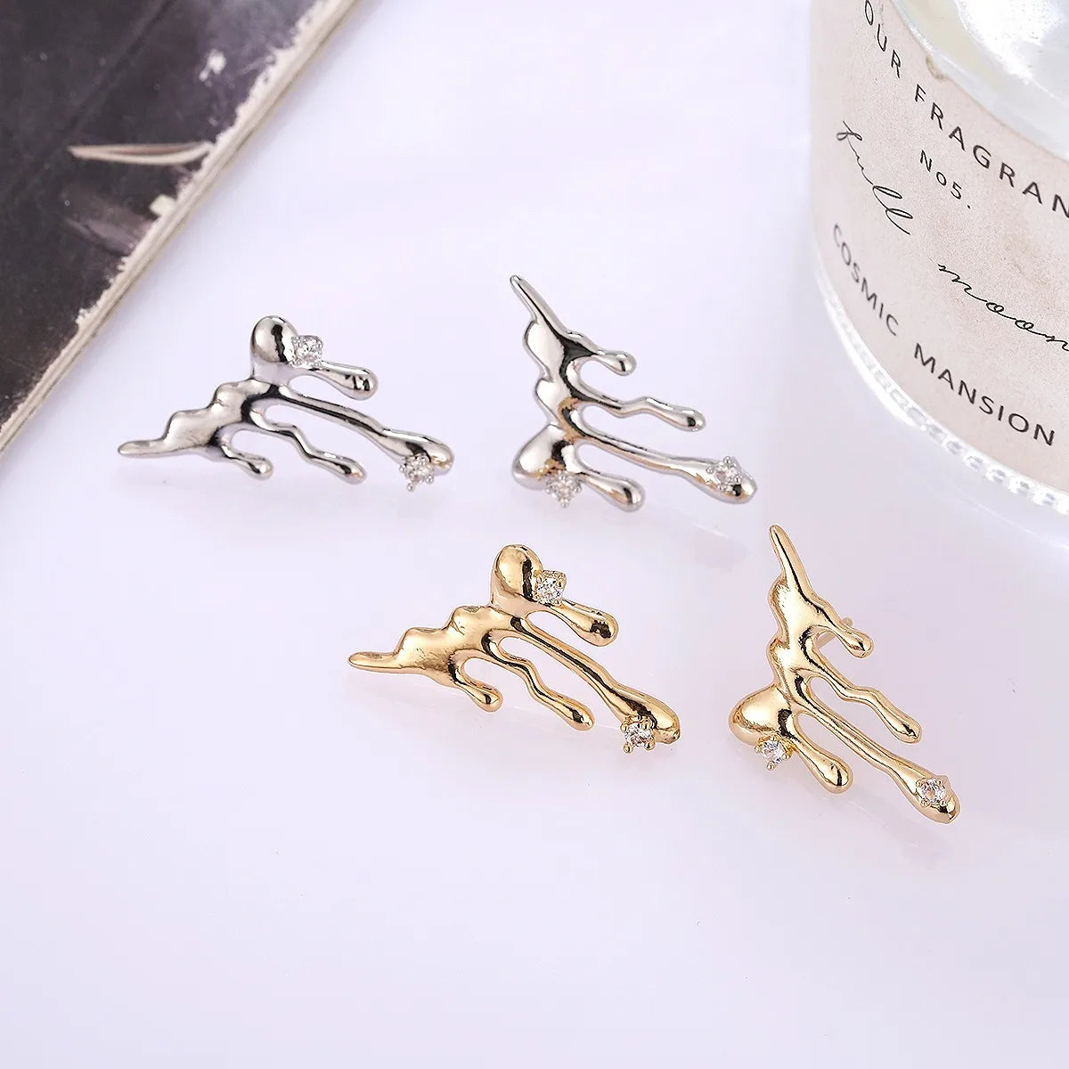 1 Pair Simple Style Water Droplets Plating Alloy Ear Studs