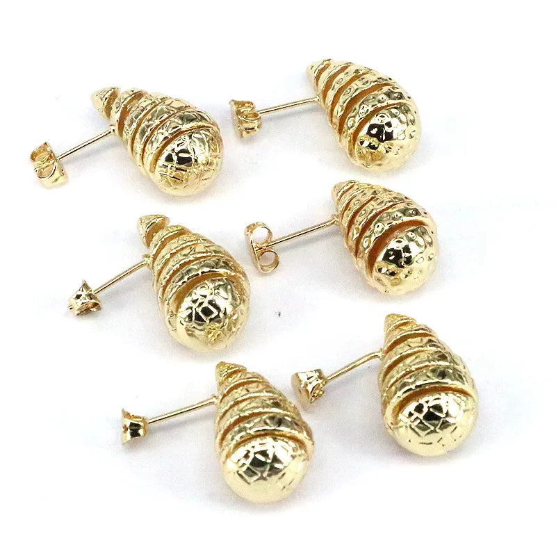 1 Pair Simple Style Water Droplets Plating Copper 18k Gold Plated Ear Studs