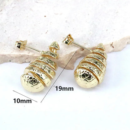 1 Pair Simple Style Water Droplets Plating Copper 18k Gold Plated Ear Studs