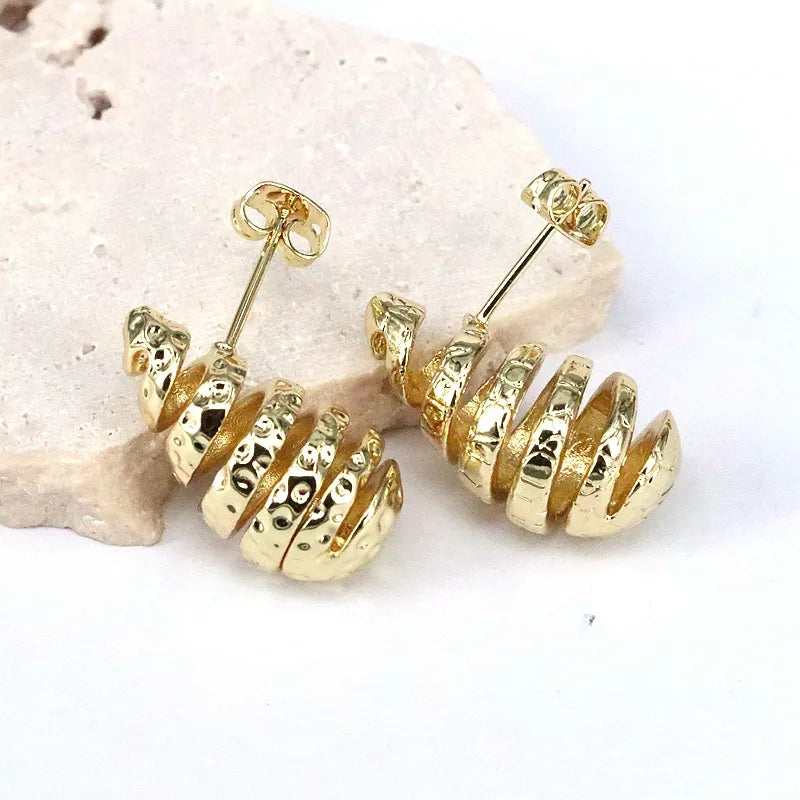 1 Pair Simple Style Water Droplets Plating Copper 18k Gold Plated Ear Studs