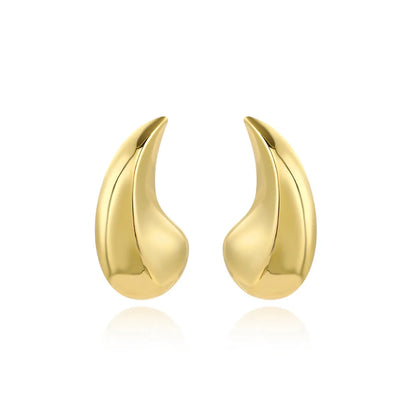 1 Pair Simple Style Water Droplets Plating Copper Gold Plated Ear Studs