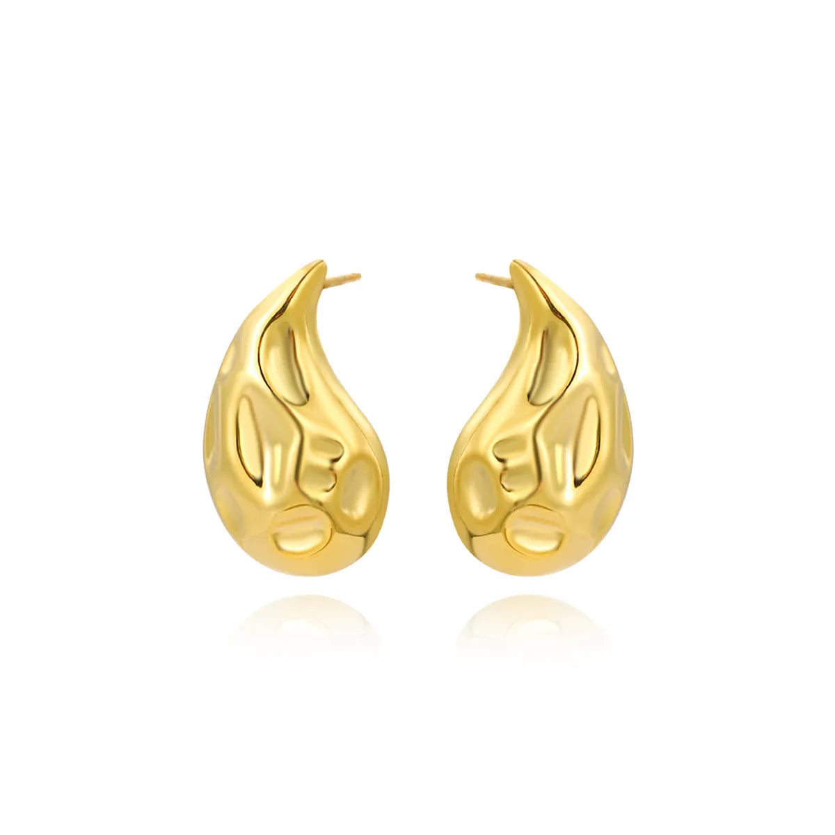 1 Pair Simple Style Water Droplets Plating Copper Gold Plated Ear Studs