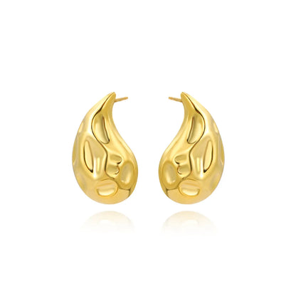 1 Pair Simple Style Water Droplets Plating Copper Gold Plated Ear Studs