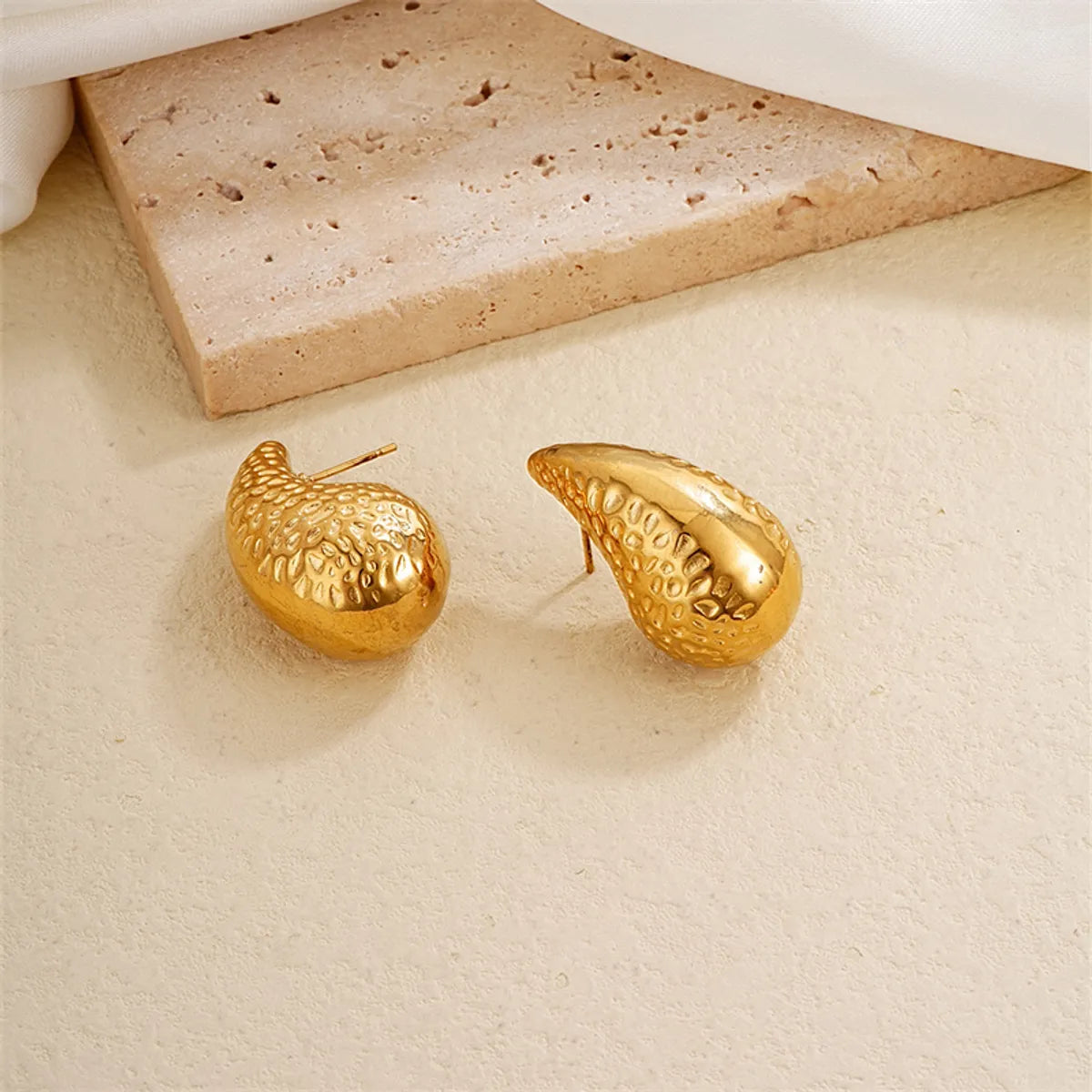 1 Pair Simple Style Water Droplets Plating Copper Gold Plated Ear Studs