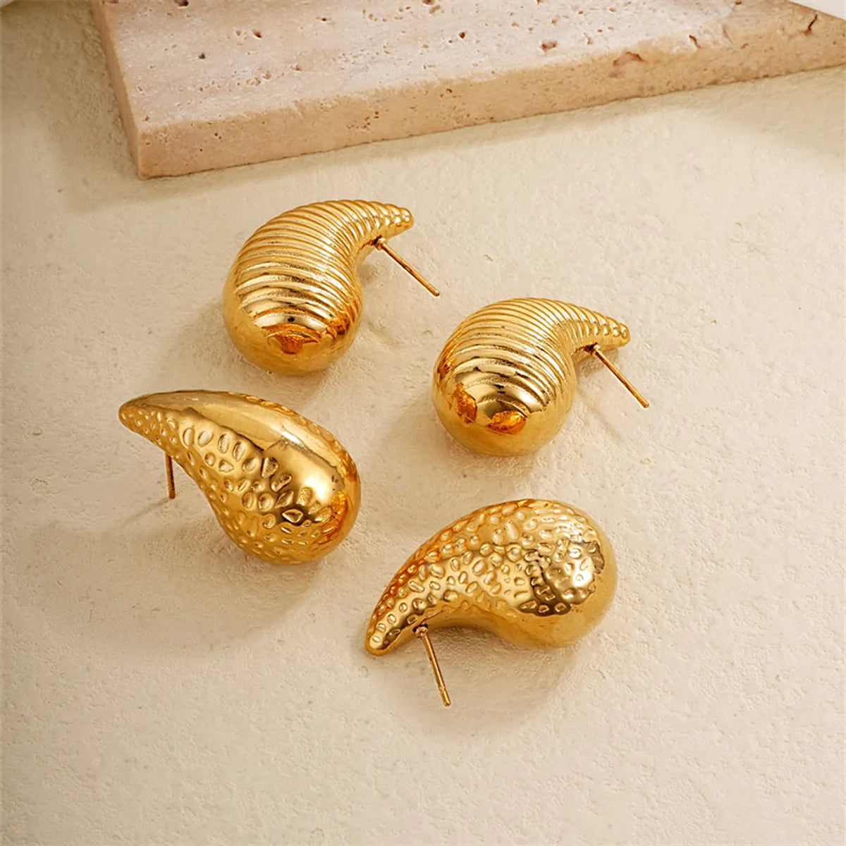 1 Pair Simple Style Water Droplets Plating Copper Gold Plated Ear Studs