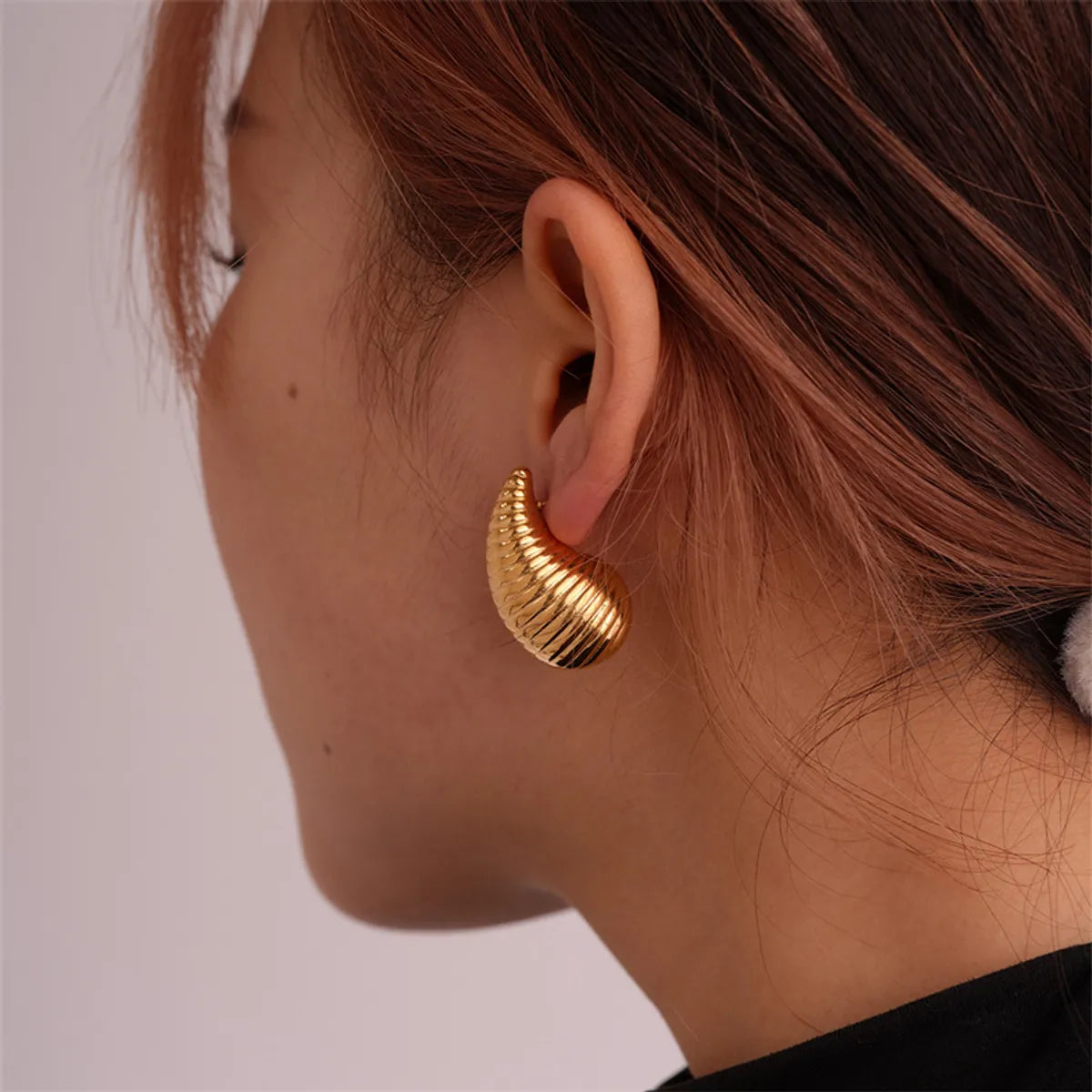 1 Pair Simple Style Water Droplets Plating Copper Gold Plated Ear Studs