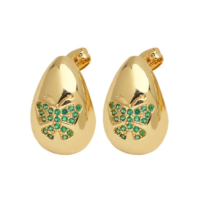 1 Pair Simple Style Water Droplets Plating Copper Zircon 18K Gold Plated Ear Studs