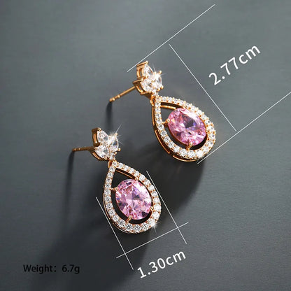 1 Pair Xuping Simple Style Water Droplets Plating Inlay Alloy Artificial Gemstones 18k Gold Plated Drop Earrings