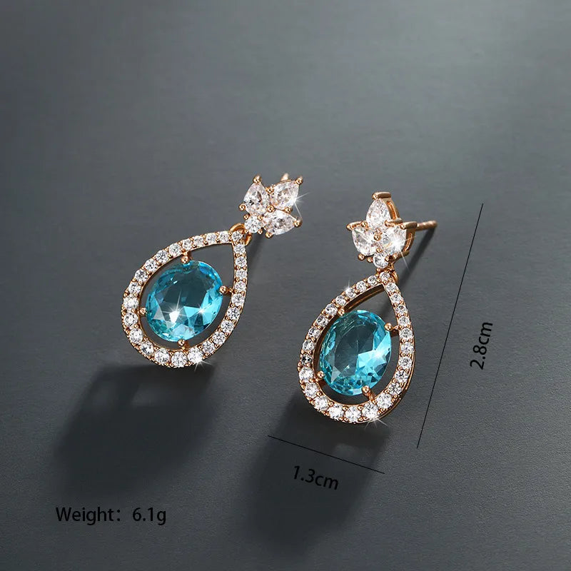 1 Pair Xuping Simple Style Water Droplets Plating Inlay Alloy Artificial Gemstones 18k Gold Plated Drop Earrings