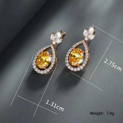 1 Pair Xuping Simple Style Water Droplets Plating Inlay Alloy Artificial Gemstones 18k Gold Plated Drop Earrings