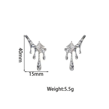 1 Pair Simple Style Water Droplets Plating Inlay Alloy Artificial Rhinestones White Gold Plated Ear Studs