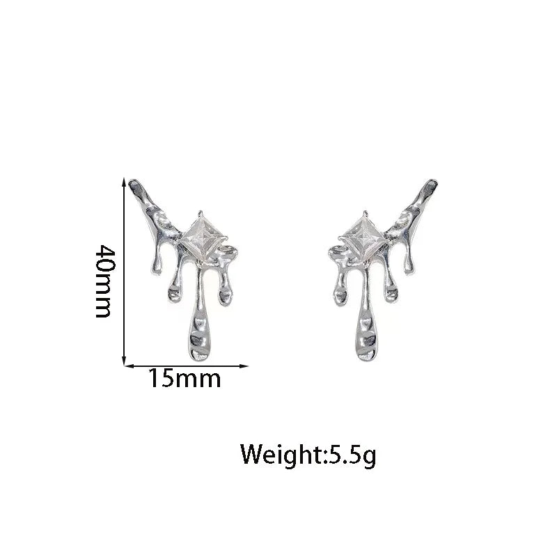 1 Pair Simple Style Water Droplets Plating Inlay Alloy Artificial Rhinestones White Gold Plated Ear Studs