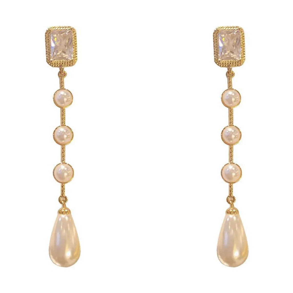 1 Pair Simple Style Water Droplets Plating Inlay Alloy Crystal Gold Plated Drop Earrings