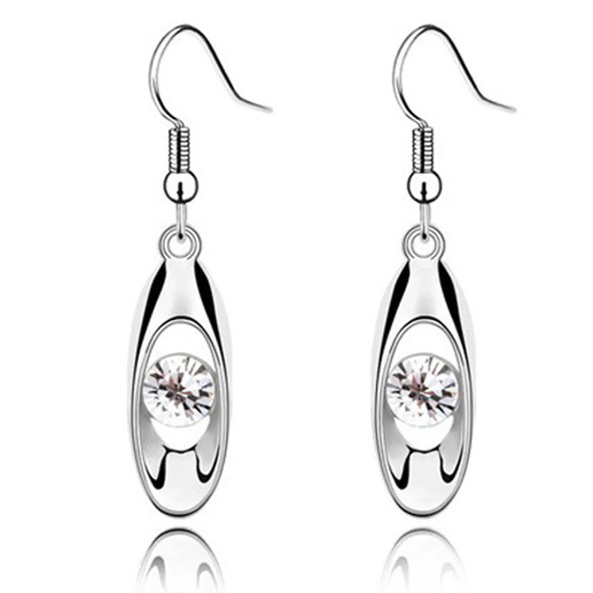 1 Pair Simple Style Water Droplets Plating Inlay Alloy Rhinestones Silver Plated Drop Earrings