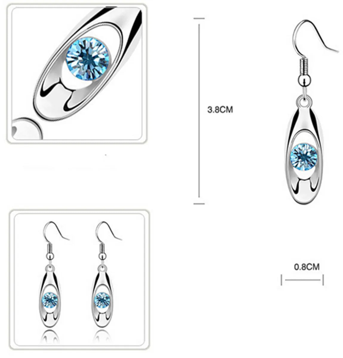 1 Pair Simple Style Water Droplets Plating Inlay Alloy Rhinestones Silver Plated Drop Earrings