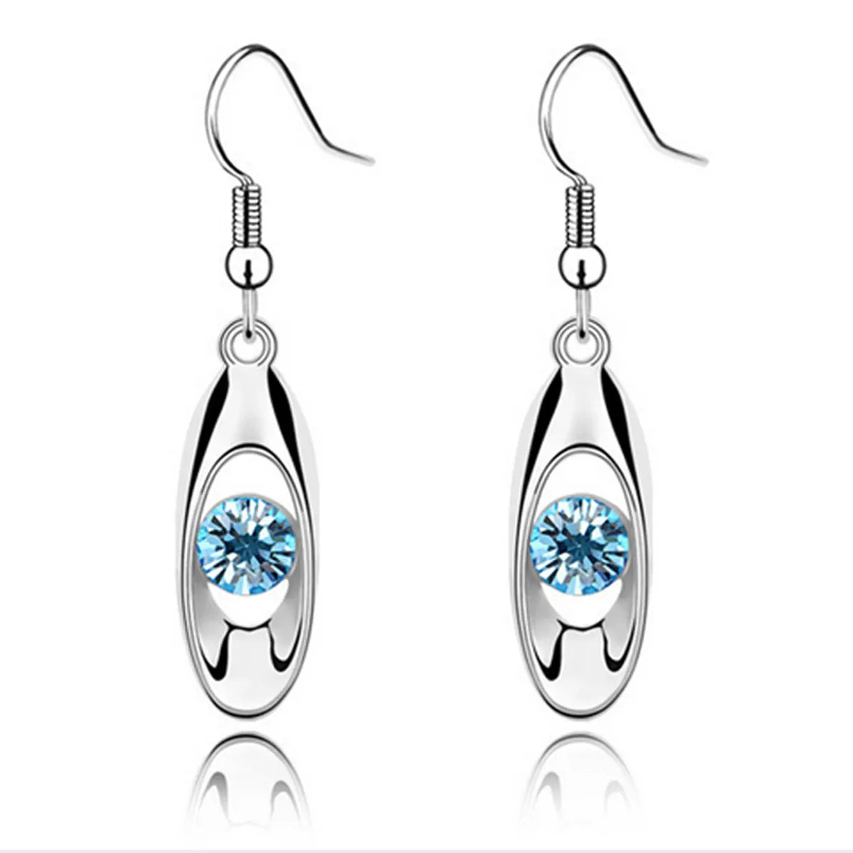 1 Pair Simple Style Water Droplets Plating Inlay Alloy Rhinestones Silver Plated Drop Earrings