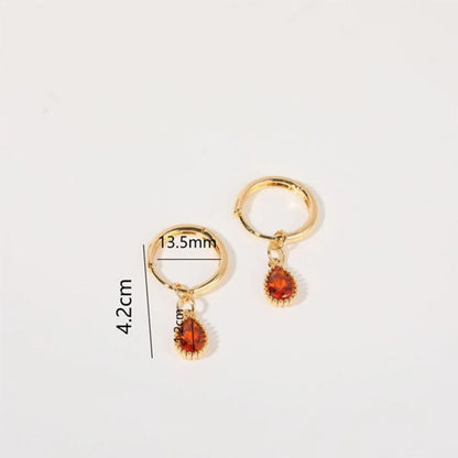 1 Pair Simple Style Water Droplets Plating Inlay Copper Zircon 18k Gold Plated Drop Earrings