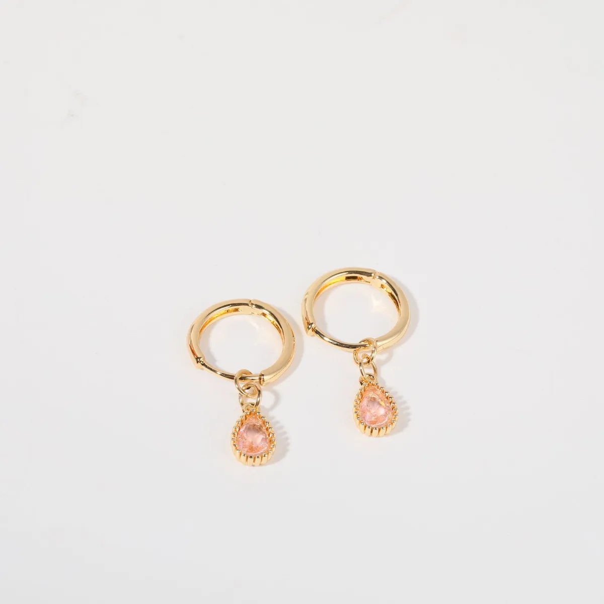 1 Pair Simple Style Water Droplets Plating Inlay Copper Zircon 18k Gold Plated Drop Earrings