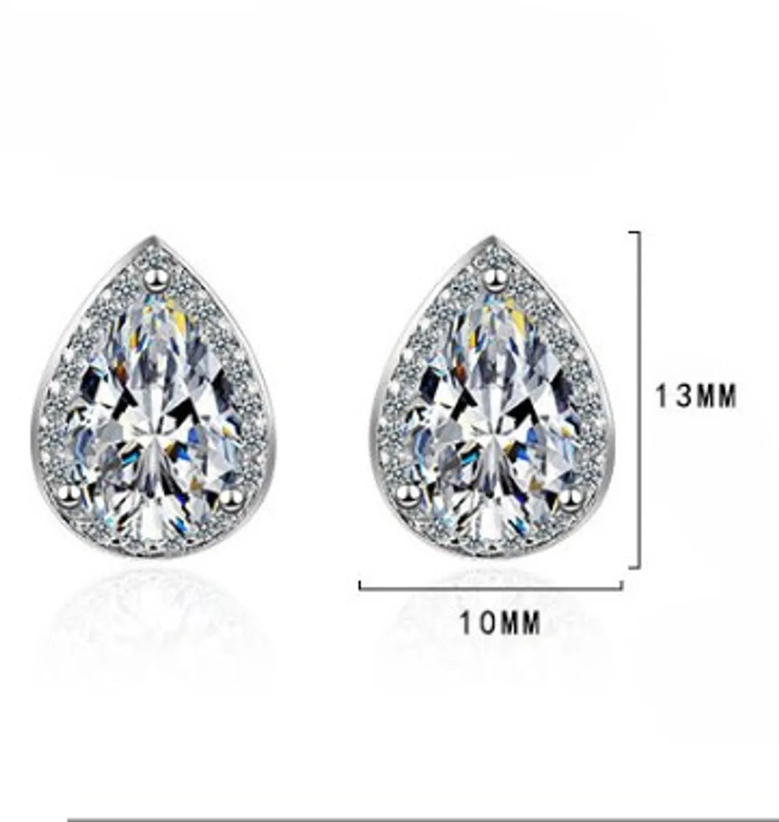 1 Pair Simple Style Water Droplets Plating Inlay Copper Zircon Ear Studs