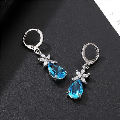 1 Pair Simple Style Water Droplets Plating Inlay Copper Zircon White Gold Plated Drop Earrings