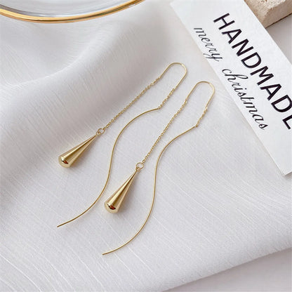 1 Pair Simple Style Water Droplets Plating Metal Drop Earrings