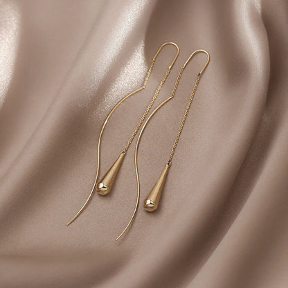 1 Pair Simple Style Water Droplets Plating Metal Drop Earrings