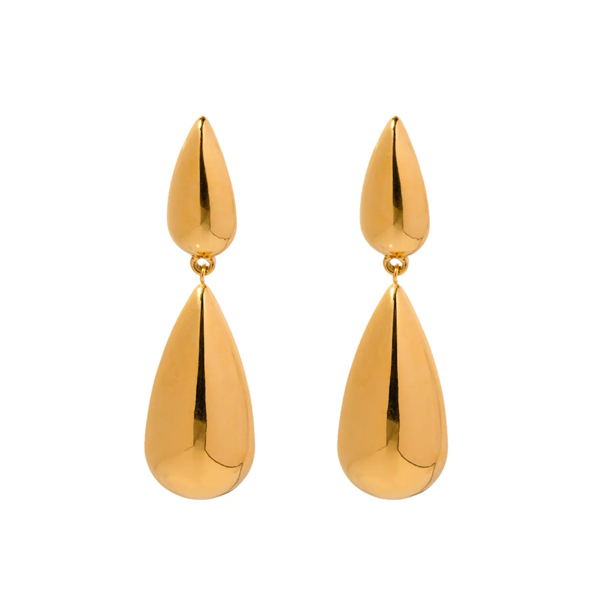 1 Pair Simple Style Water Droplets Plating Stainless Steel 18k Gold Plated Drop Earrings