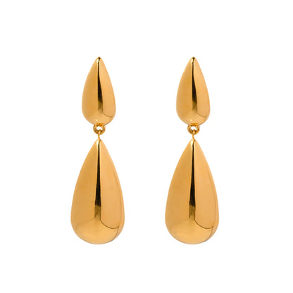 1 Pair Simple Style Water Droplets Plating Stainless Steel 18k Gold Plated Drop Earrings