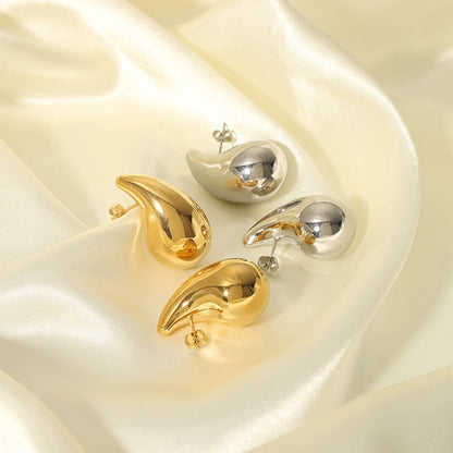 1 Pair Simple Style Water Droplets Plating Stainless Steel 18k Gold Plated Ear Studs