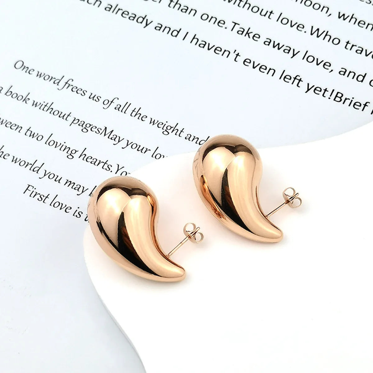 1 Pair Simple Style Water Droplets Plating Stainless Steel Ear Studs