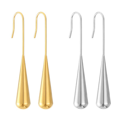 1 Pair Simple Style Water Droplets Plating Stainless Steel Gold Plated Drop Earrings