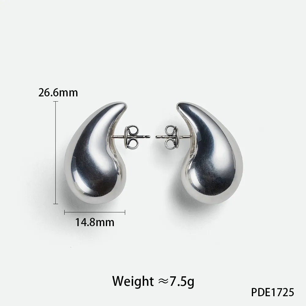 1 Pair Simple Style Water Droplets Plating 304 Stainless Steel 16K Gold Plated White Gold Plated Gold Plated Ear Studs