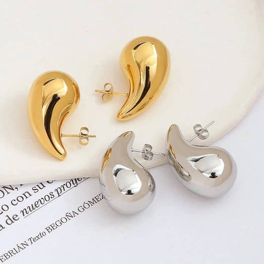 1 Pair Simple Style Water Droplets Plating Stainless Steel Gold Plated Ear Studs