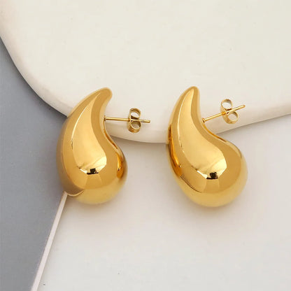 1 Pair Simple Style Water Droplets Plating Stainless Steel Gold Plated Ear Studs