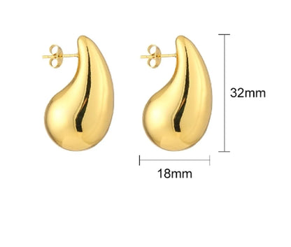 1 Pair Simple Style Water Droplets Plating Stainless Steel Gold Plated Ear Studs