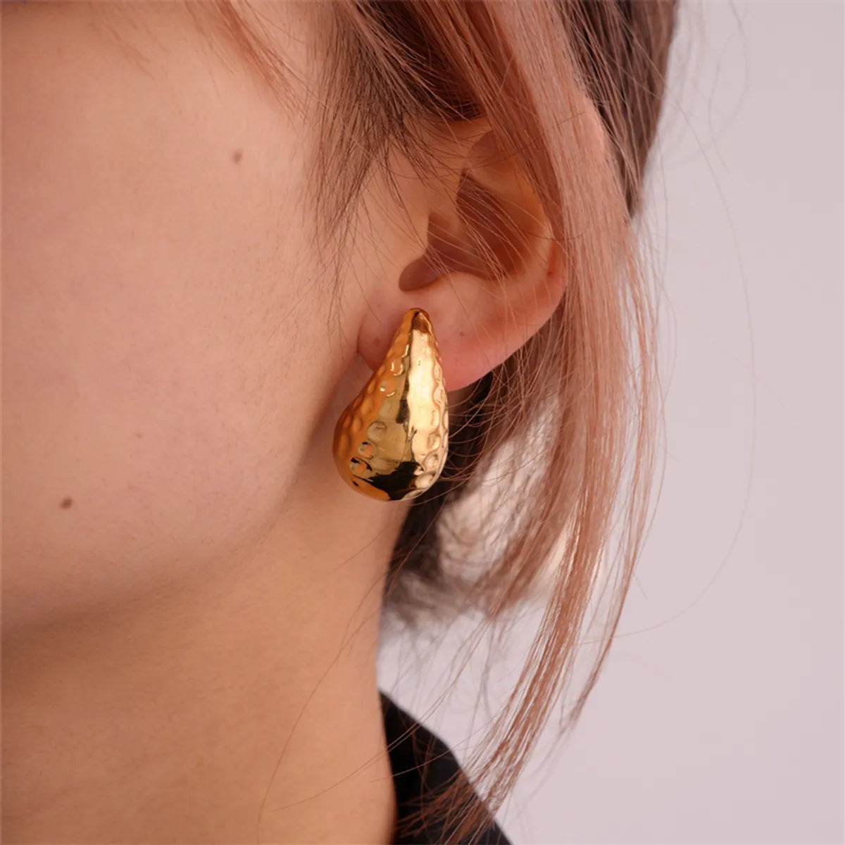 1 Pair Simple Style Water Droplets Plating Stainless Steel Gold Plated Ear Studs