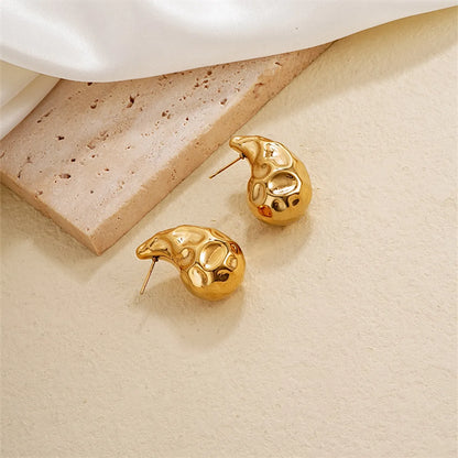 1 Pair Simple Style Water Droplets Plating Stainless Steel Gold Plated Ear Studs