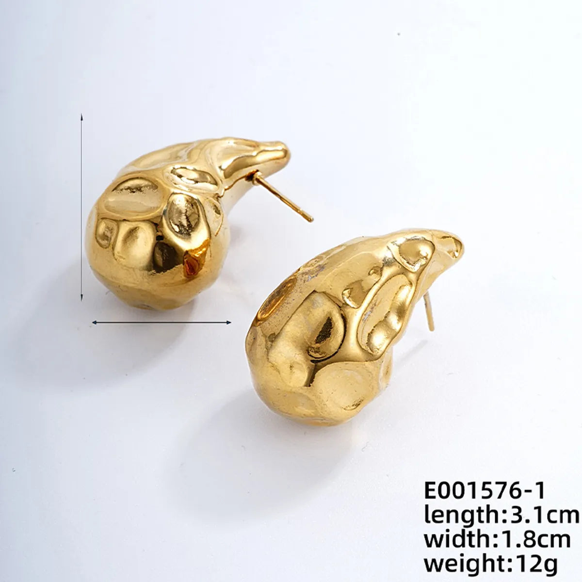 1 Pair Simple Style Water Droplets Plating Stainless Steel Gold Plated Ear Studs