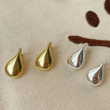 1 Pair Simple Style Water Droplets Plating Sterling Silver Gold Plated Drop Earrings