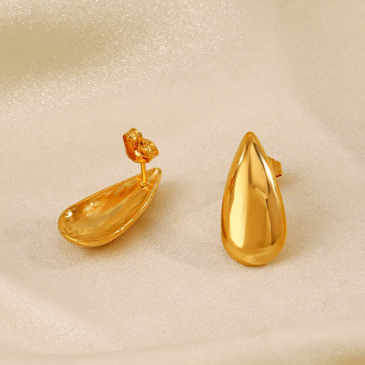 1 Pair Simple Style Water Droplets Polishing Plating 304 Stainless Steel 18K Gold Plated Ear Studs