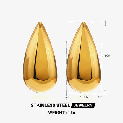 1 Pair Simple Style Water Droplets Polishing Plating 304 Stainless Steel 18K Gold Plated Ear Studs