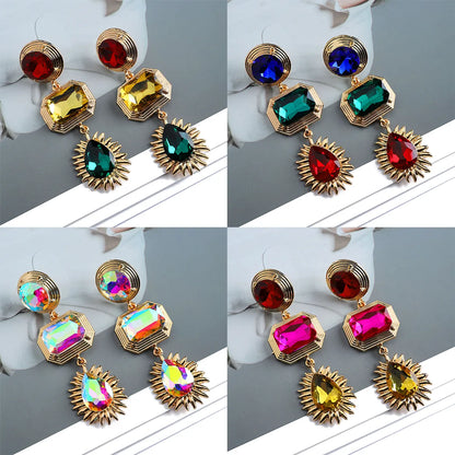 1 Pair Simple Style Water Droplets Rhinestone Inlay Rhinestones Women's Drop Earrings