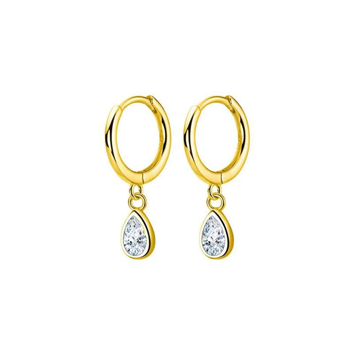 1 Pair Simple Style Water Droplets Inlay Sterling Silver Zircon Drop Earrings